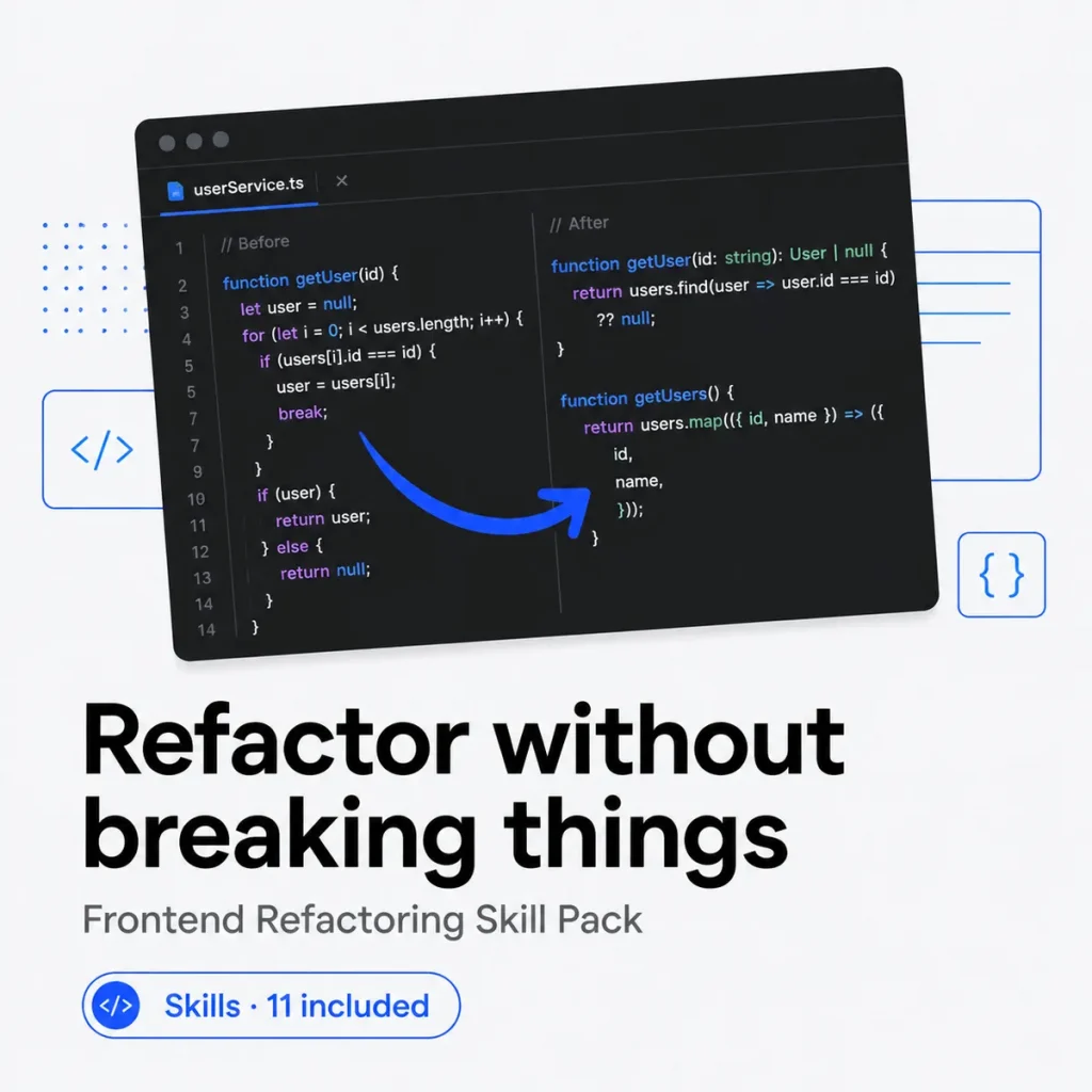 Frontend Refactoring Skill Pack – skill pack with 11 frontend refactoring skills for Claude Code, Codex and Cursor (Skills)