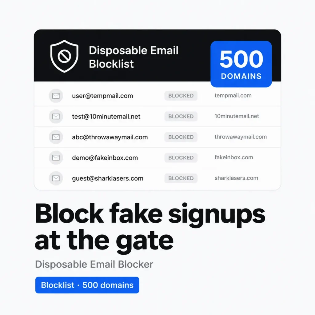 Disposable Email Blocker – blocklist and checker for disposable emails with snippets (Blocklist)